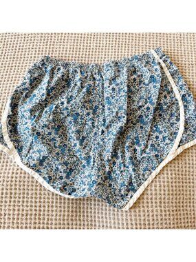 ANN MASHBURN TRACK SHORT Light Blue Floral Liberty Fabric M